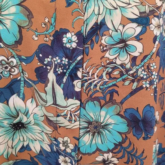Bryn Walker Women Blouse Shirt Top Large Long Sleeve Button Floral Brown - Picture 3 of 9